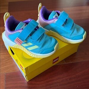 Adidas Kids' Lego Pink/Teal Cushioned Sneakers